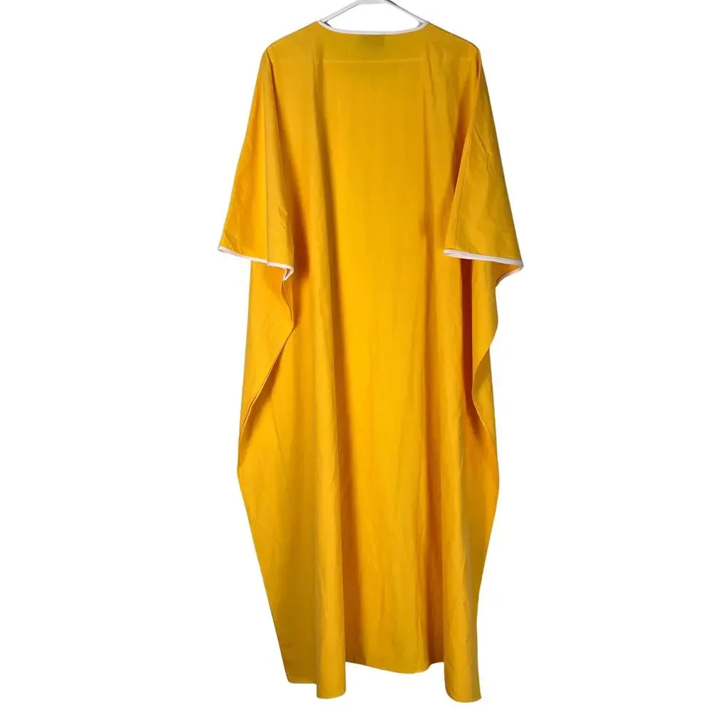 Tuckernuck Summers in St. Tropez Celeste Caftan Yellow White ML Resort Old Money - Picture 4 of 7